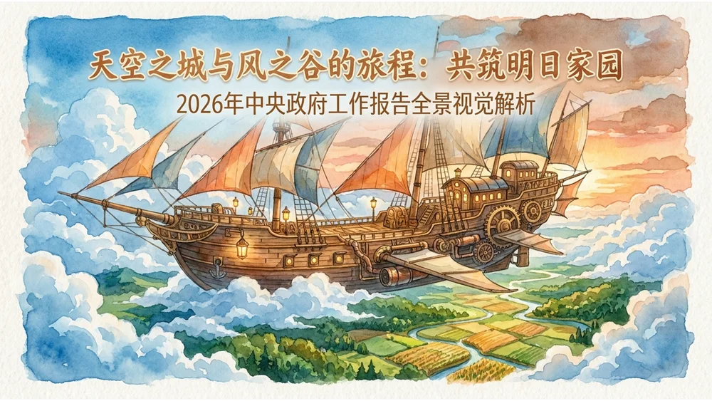 卡通梦幻宫崎骏风格政府工作报告PPT