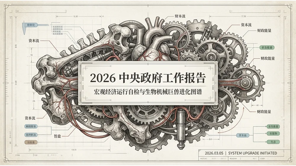 立体实物手绘汉斯·鲁道夫·吉格尔风格政府工作报告PPT