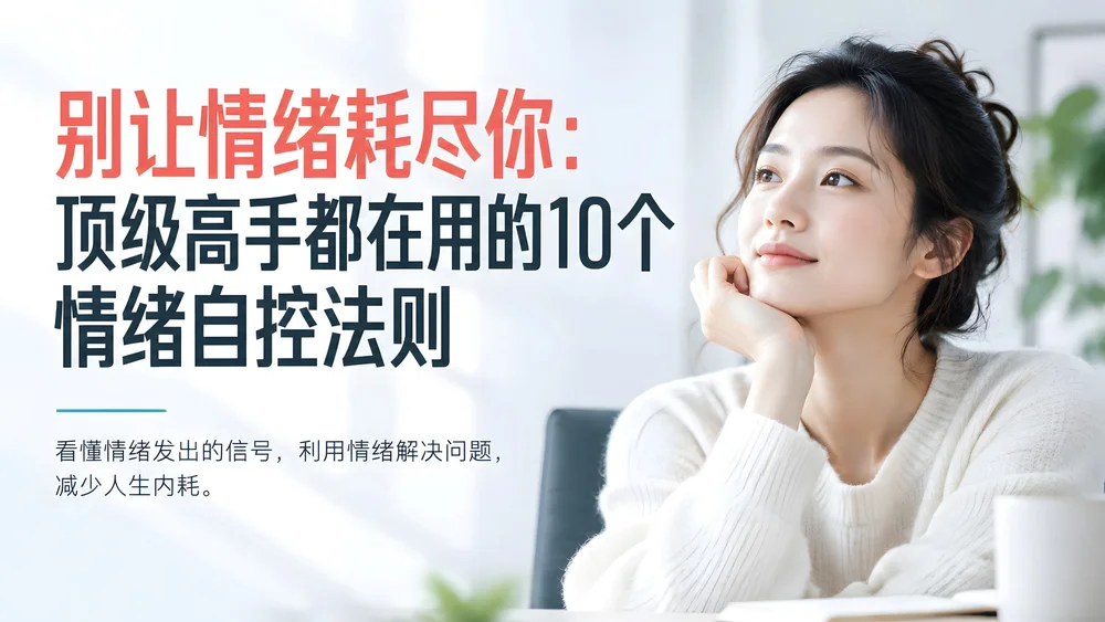 别让情绪耗尽你：10类情绪困境的识别与自控方法
