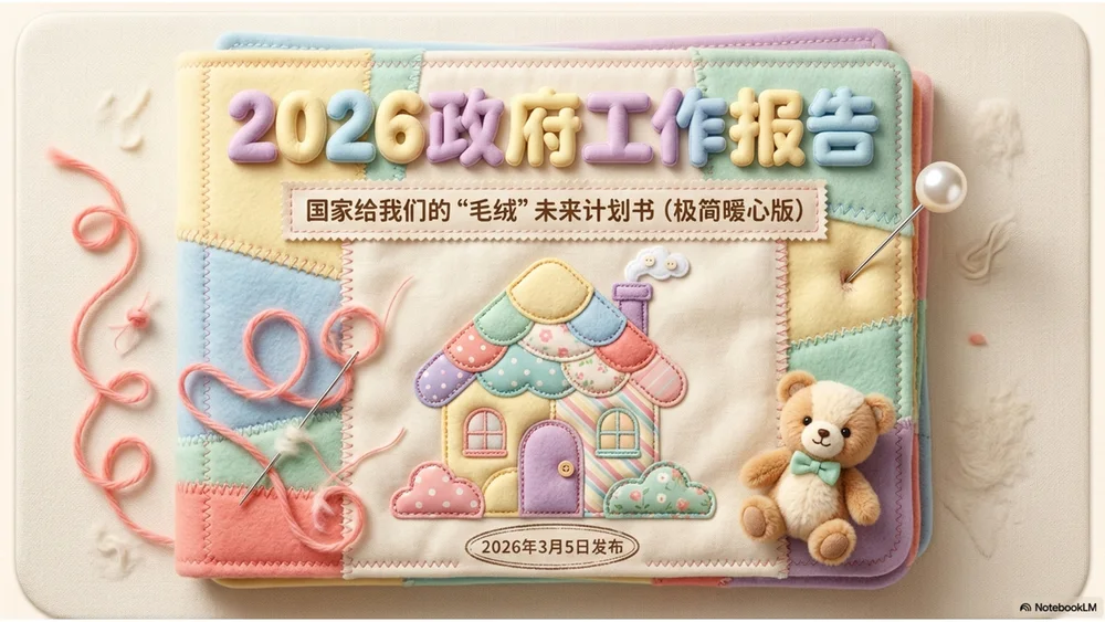 粉嫩可爱毛绒风格政府工作报告PPT