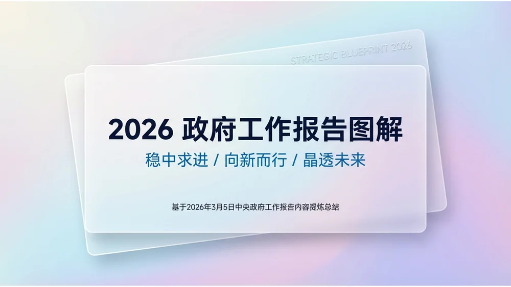 微软Fluent科技玻璃效果风格政府工作报告PPT