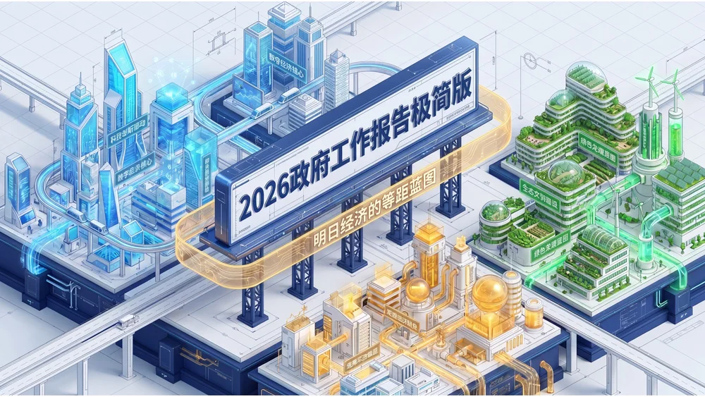 彩色光影等距2.5D风格政府工作报告PPT