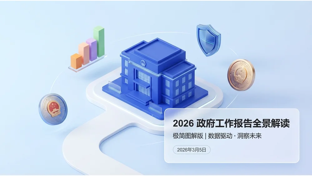 现代轻拟物毛玻璃科技风政府工作报告PPT