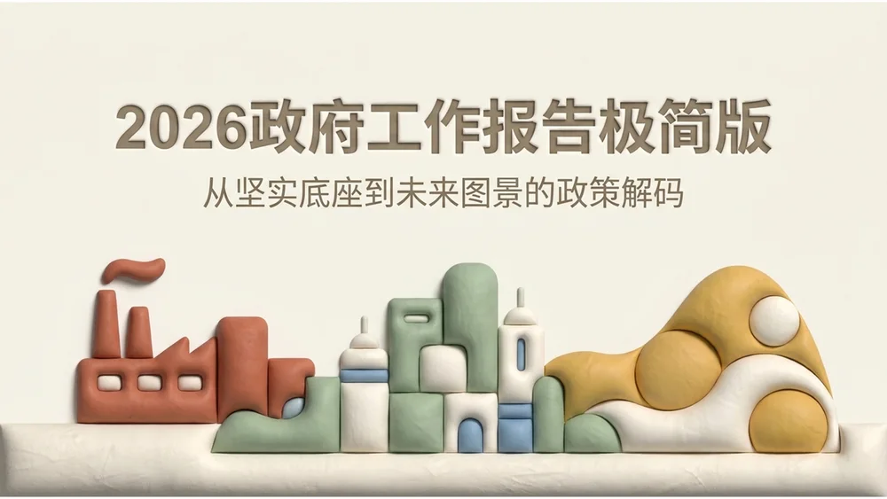 可爱柔和陶土风格政府工作报告PPT