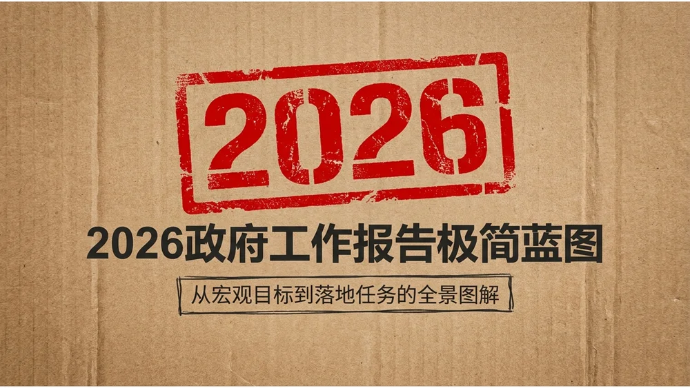 粗糙瓦楞纸拼贴画风格政府工作报告PPT