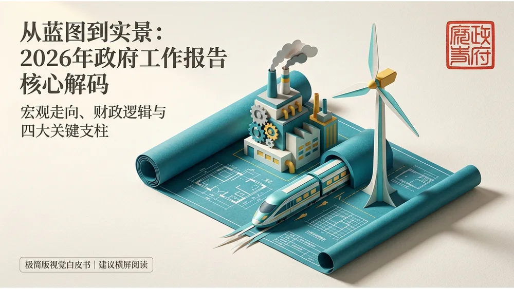 立体纸模折叠场景风格政府工作报告PPT