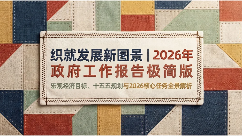 布艺绗缝拼布风格政府工作报告PPT