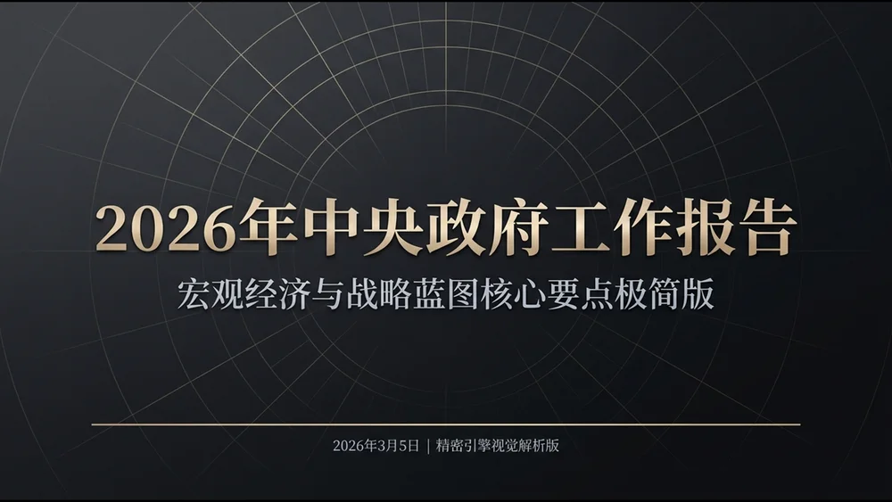 深色立体香槟金属风格政府工作报告PPT