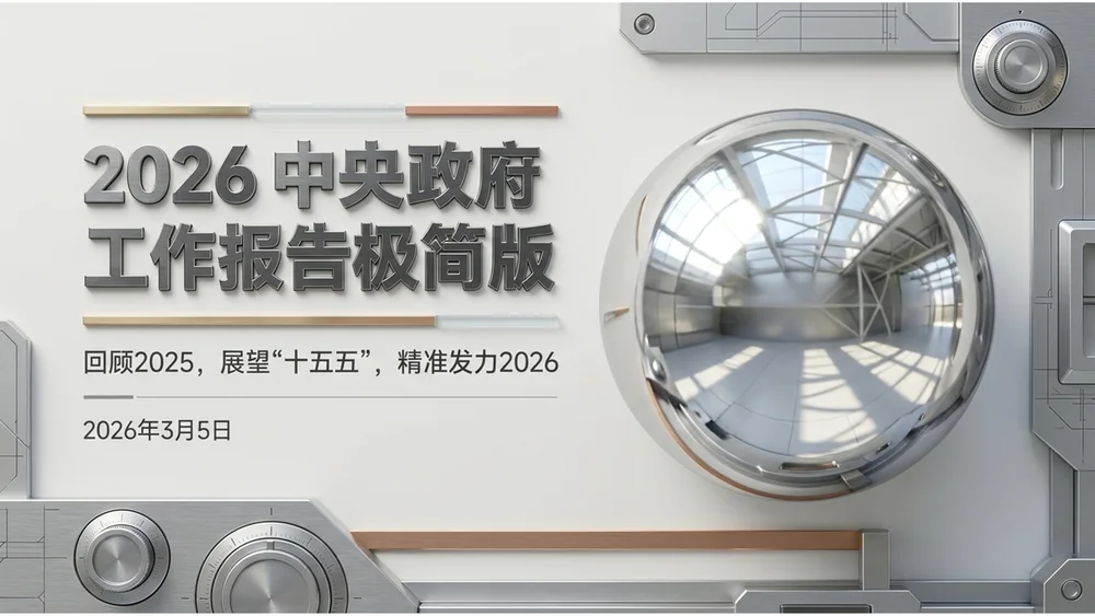钛金镜面金属风格政府工作报告PPT