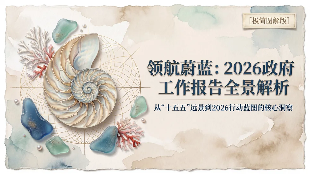 漂亮海洋贝壳拼贴风格政府工作报告PPT