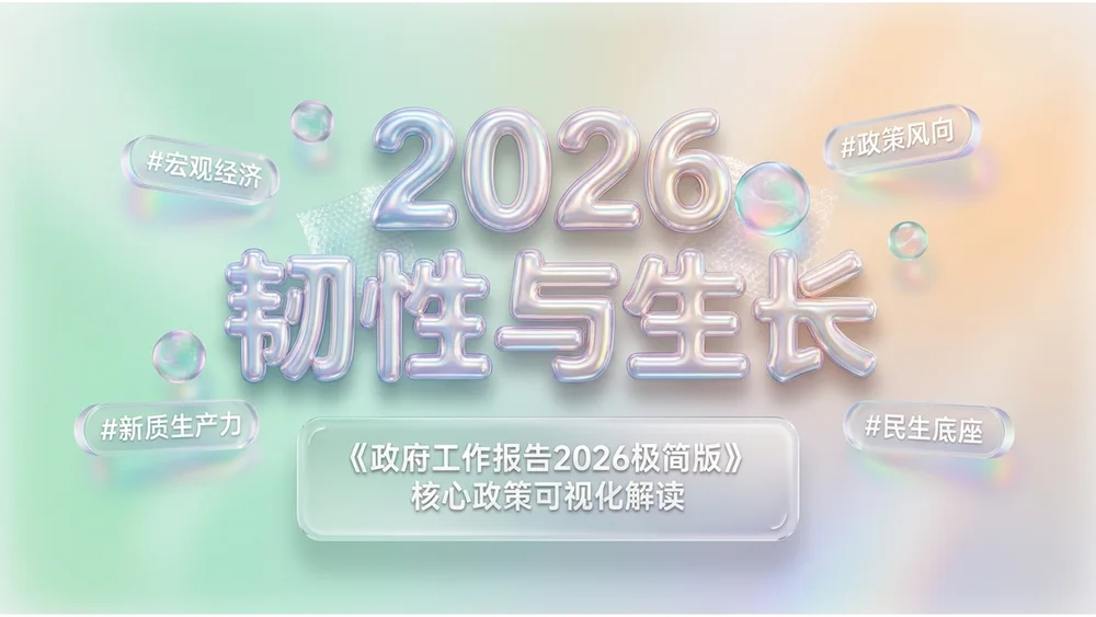 可爱柔和泡泡塑料风格政府工作报告PPT