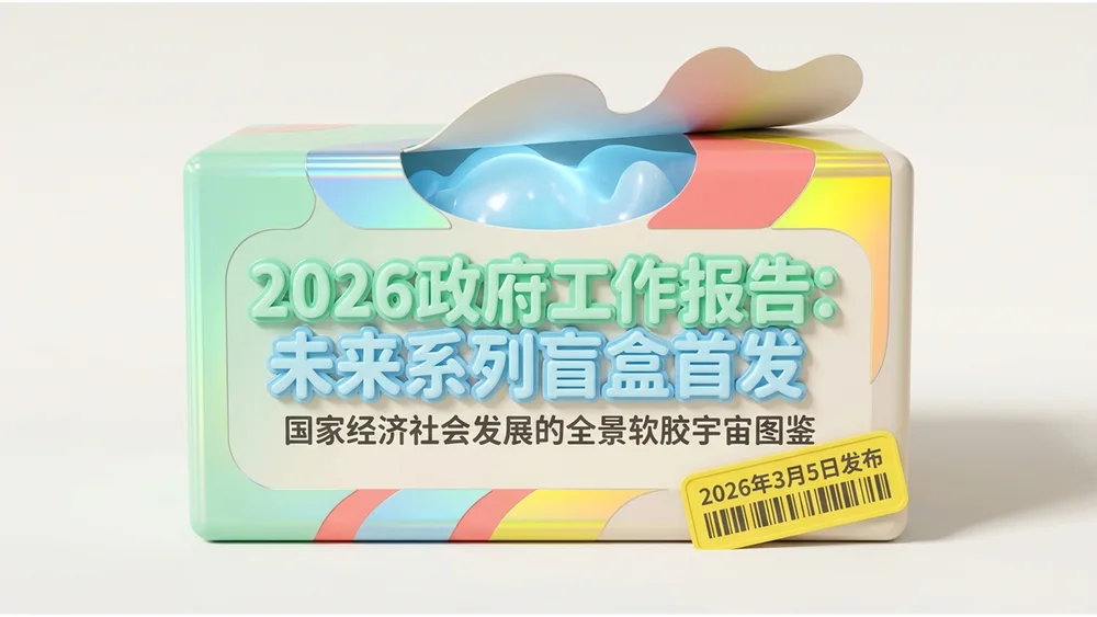 糖果色渐变软胶玩具风格政府工作报告PPT