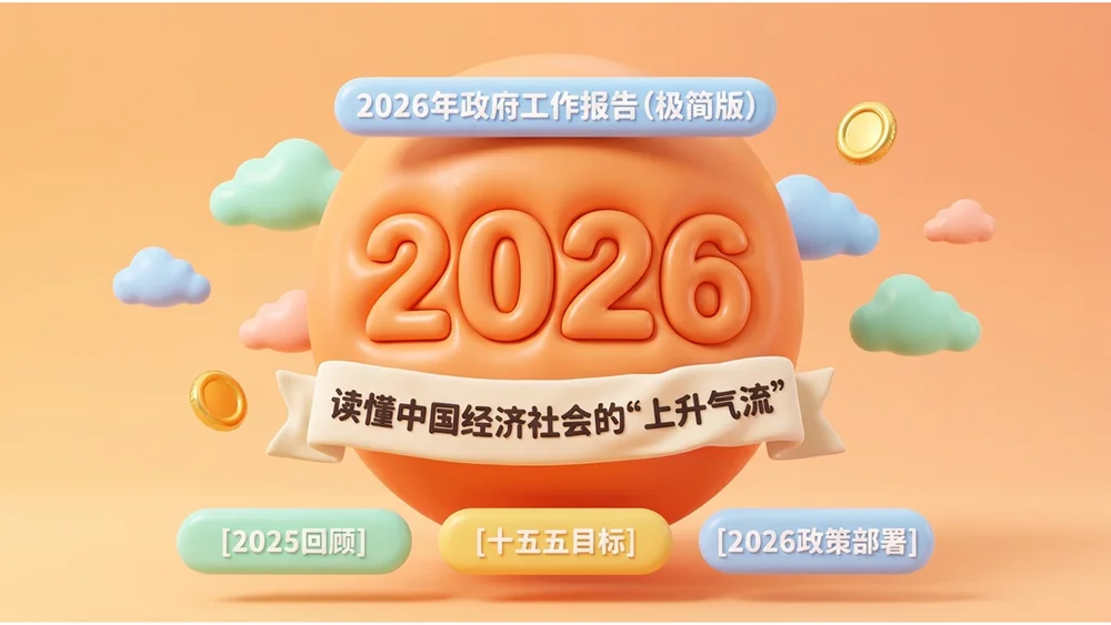 彩色软萌气球3D风格政府工作报告PPT