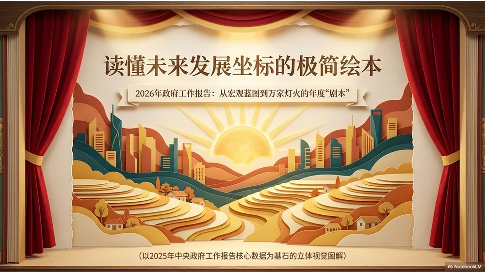 卡通可爱3D绘本剧场风格政府工作报告PPT