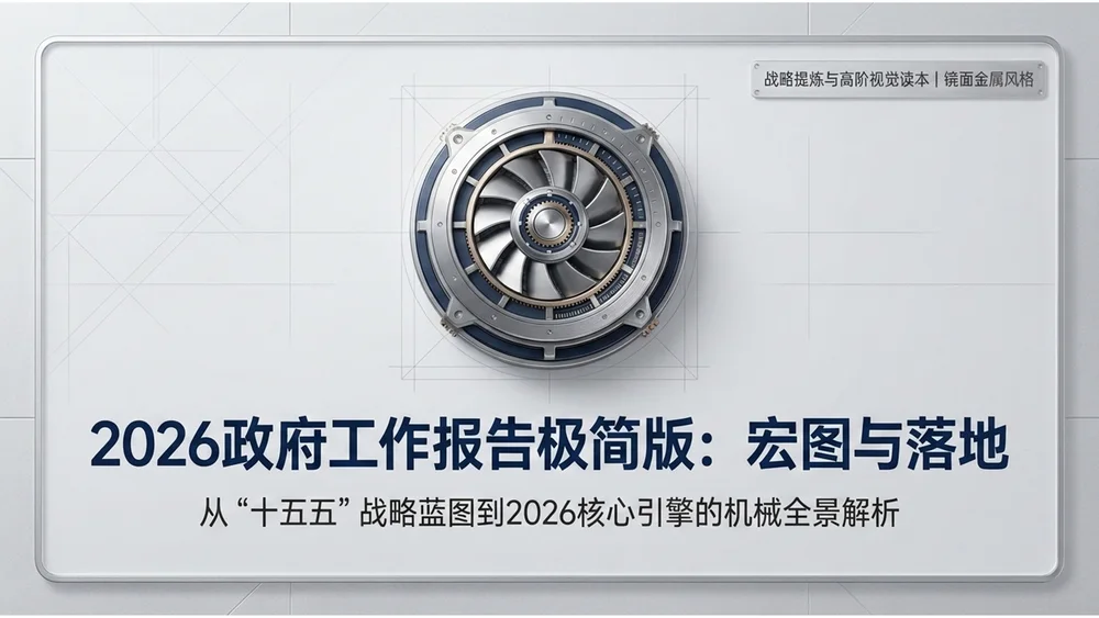 拉丝钢板镜面金属风格政府工作报告PPT