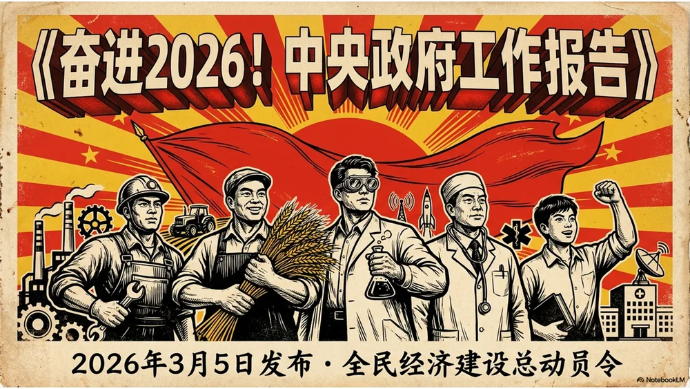 红色革命年代海报风格政府工作报告PPT