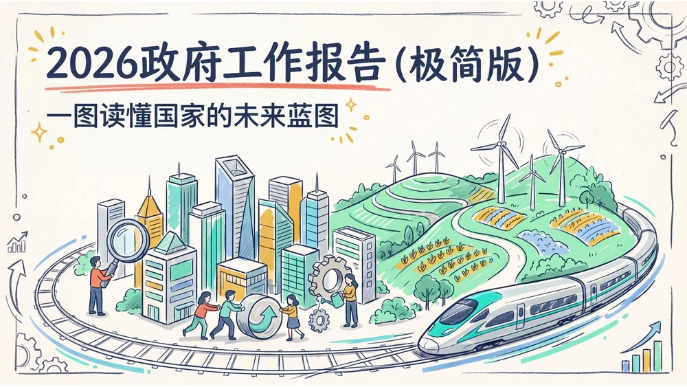 草图扁平手绘风格政府工作报告PPT