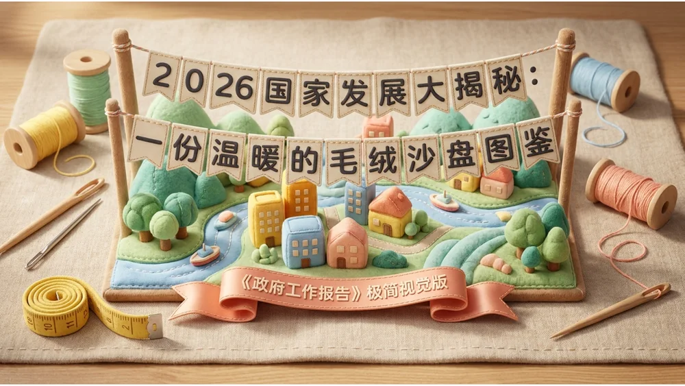 可爱卡通毛绒玩偶风格政府工作报告PPT