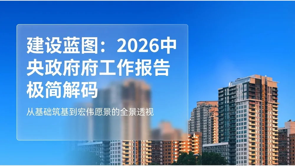 蓝色商务真实图片房地产政府工作报告PPT