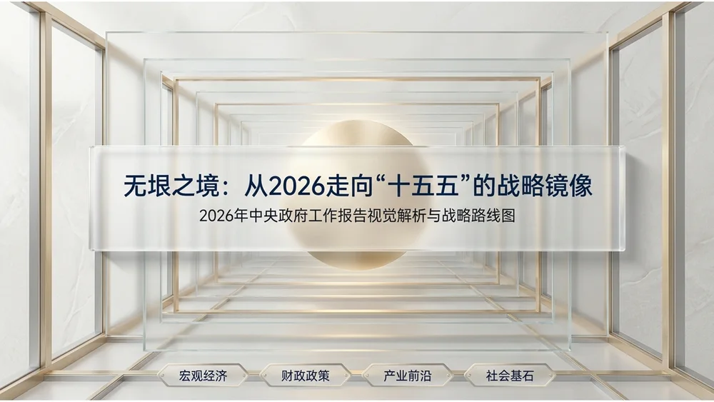 3D立体玻璃无限镜像风格政府工作报告PPT