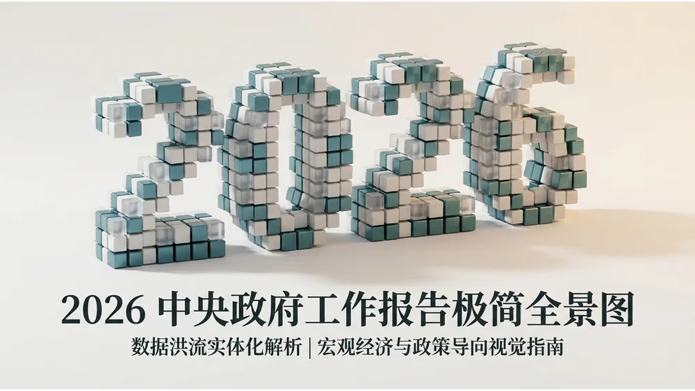 立体数据洪流实体化风格政府工作报告PPT