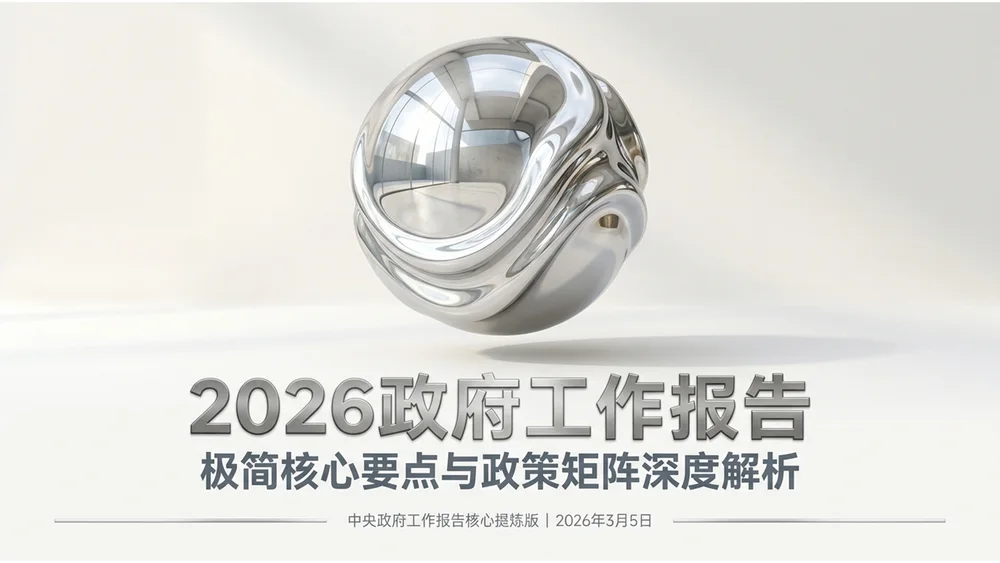 钛金属材质液态金属风格政府工作报告PPT