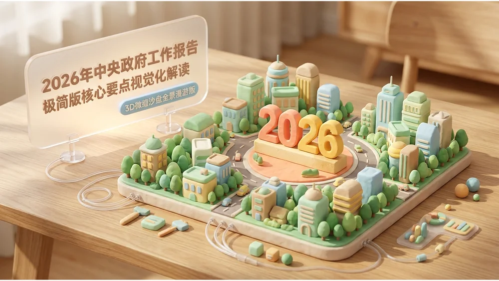 3D黏土可爱卡通风格政府工作报告PPT