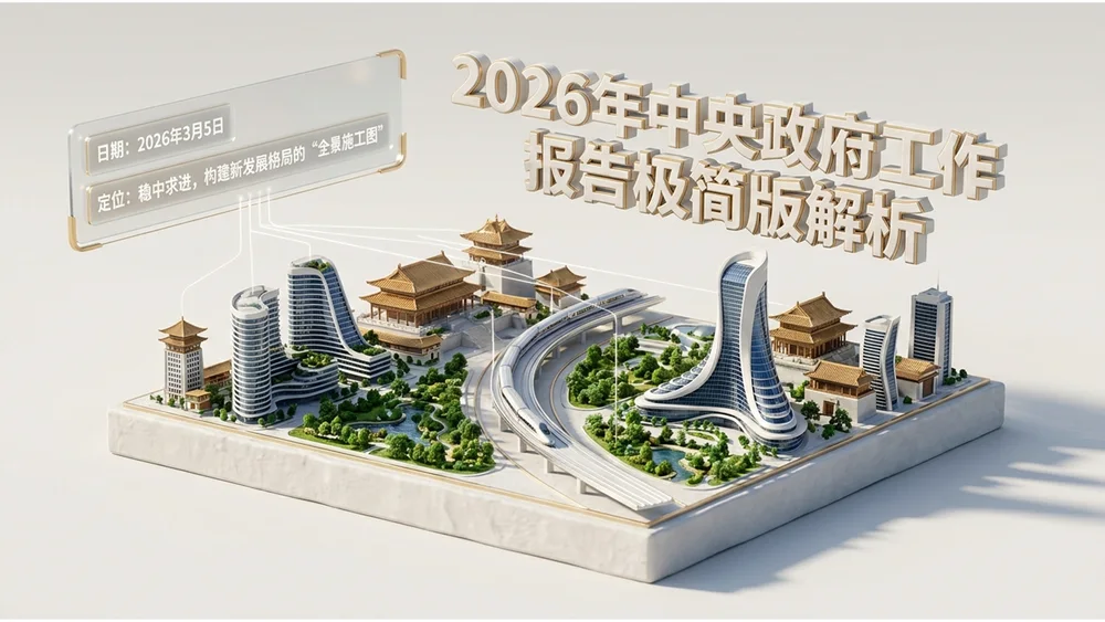 3D立体微缩画面雕塑风格政府工作报告PPT