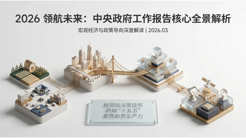 高清三维3D玻璃质感风格政府工作报告PPT