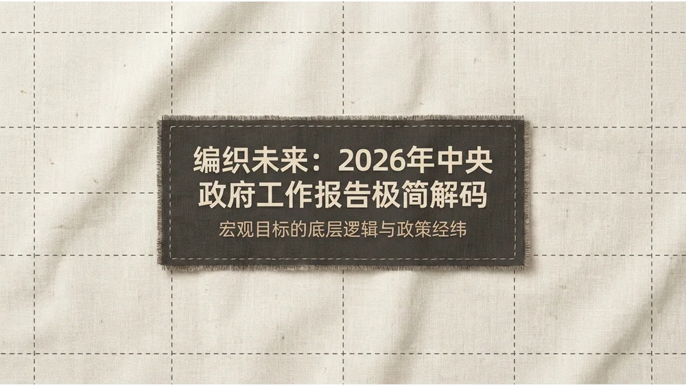 简约亚麻布纹理材质风格政府工作报告PPT