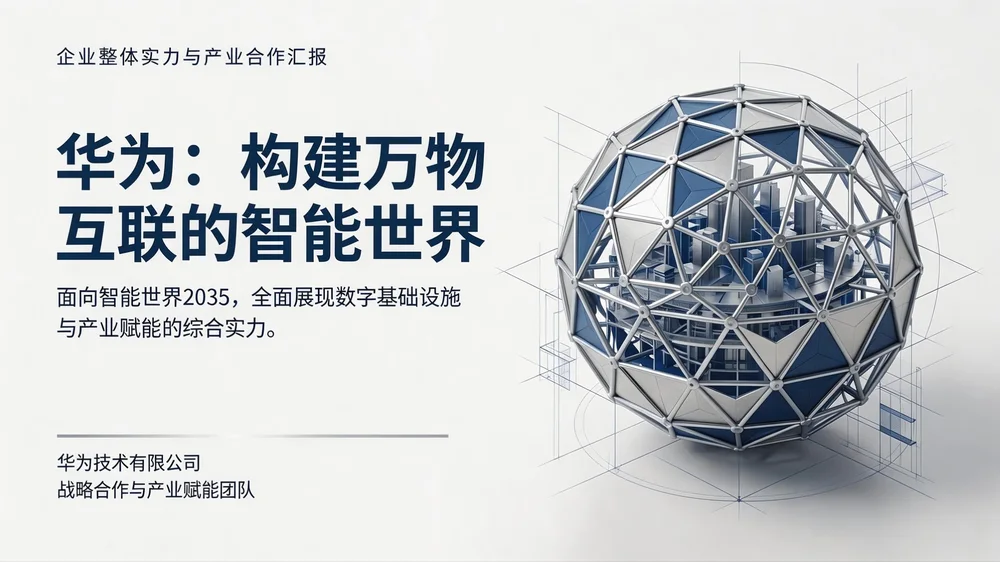 蓝灰金属架构型｜华为企业合作与数字赋能汇报PPT