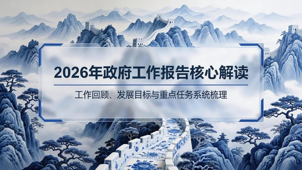 蓝白国风政务型｜2026政府工作报告核心解读PPT