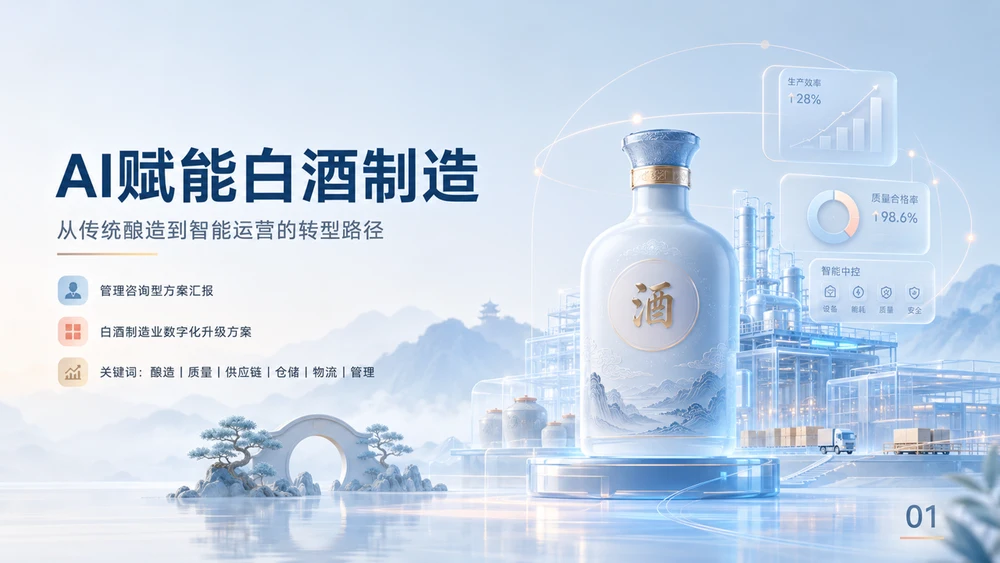 AI赋能白酒制造-3D荧光立体UI风格