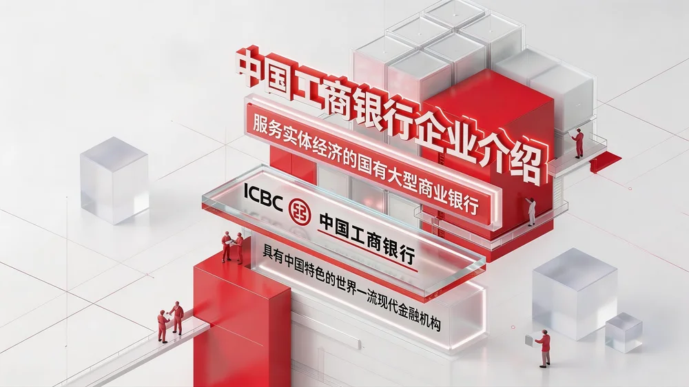红白极简金融战略型｜中国工商银行企业介绍PPT