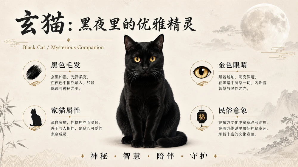 万物知识图鉴——玄猫【4k浅色】