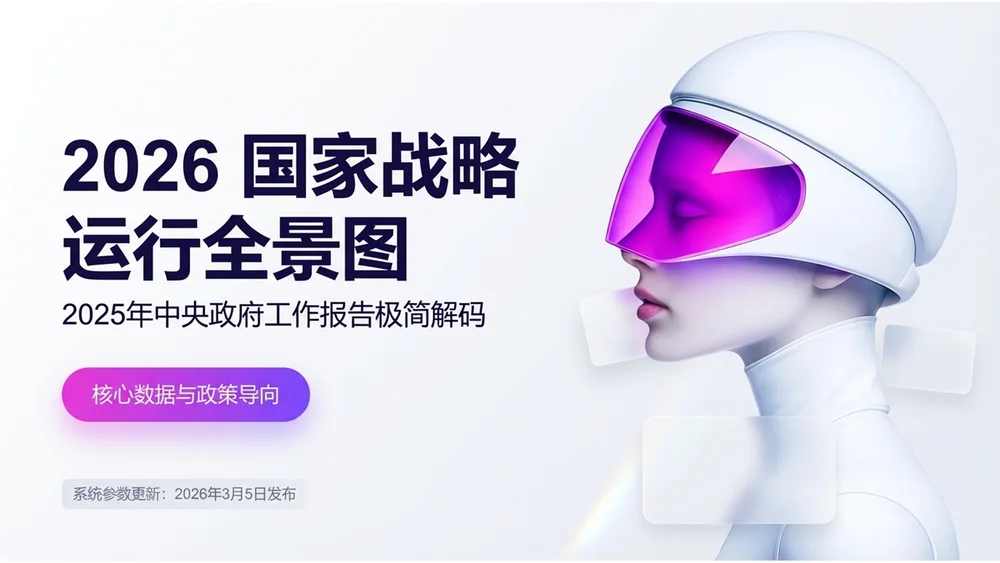 紫色3D立体VR设备科技政府工作报告PPT
