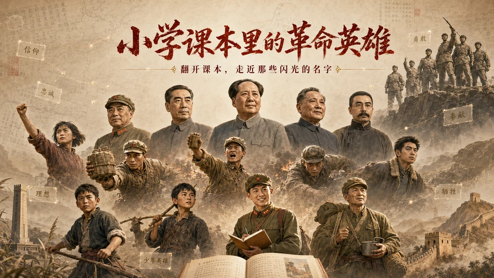 小学课本里的革命英雄破框立像档案PPT