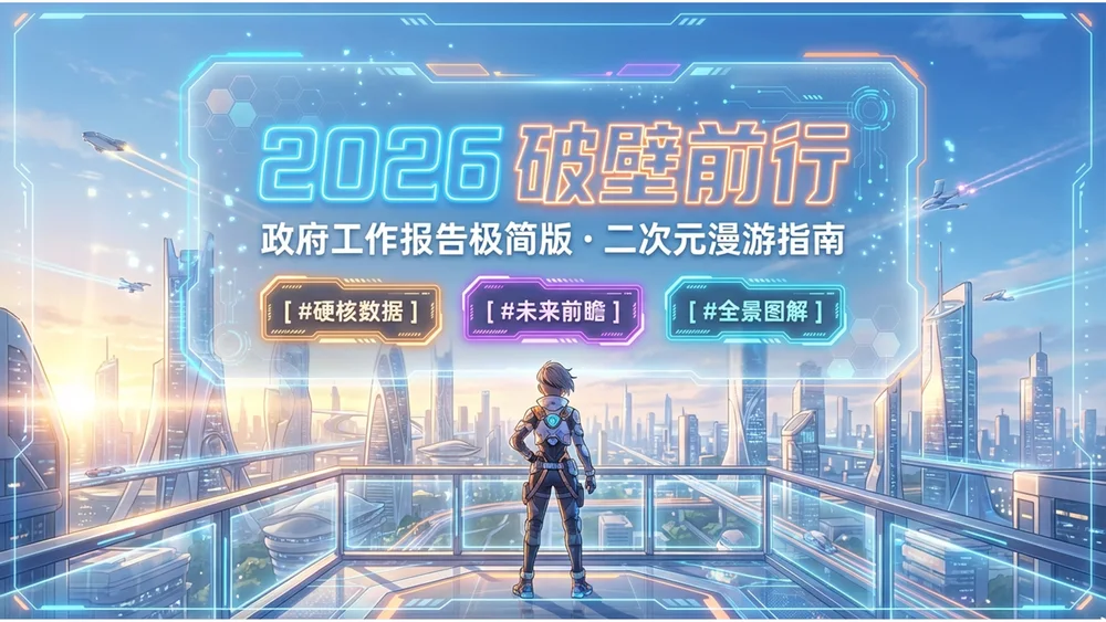 光影二次元插画风格政府工作报告PPT