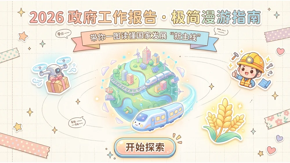 Q版卡通插画风格可爱政府工作报告PPT