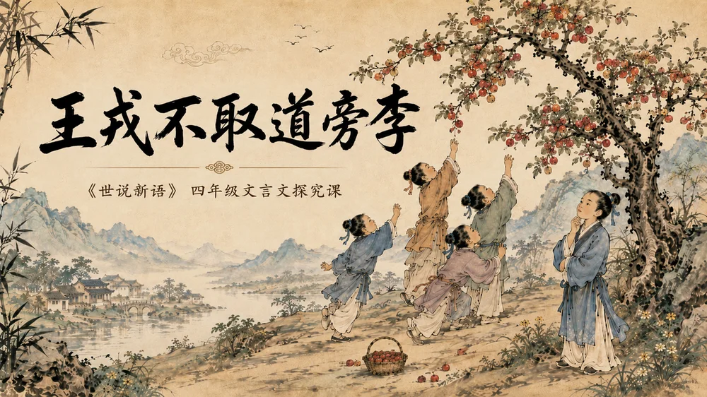 部编版小学语文《王戎不取道旁李》PPT课件｜国风插画文言文公开课模板