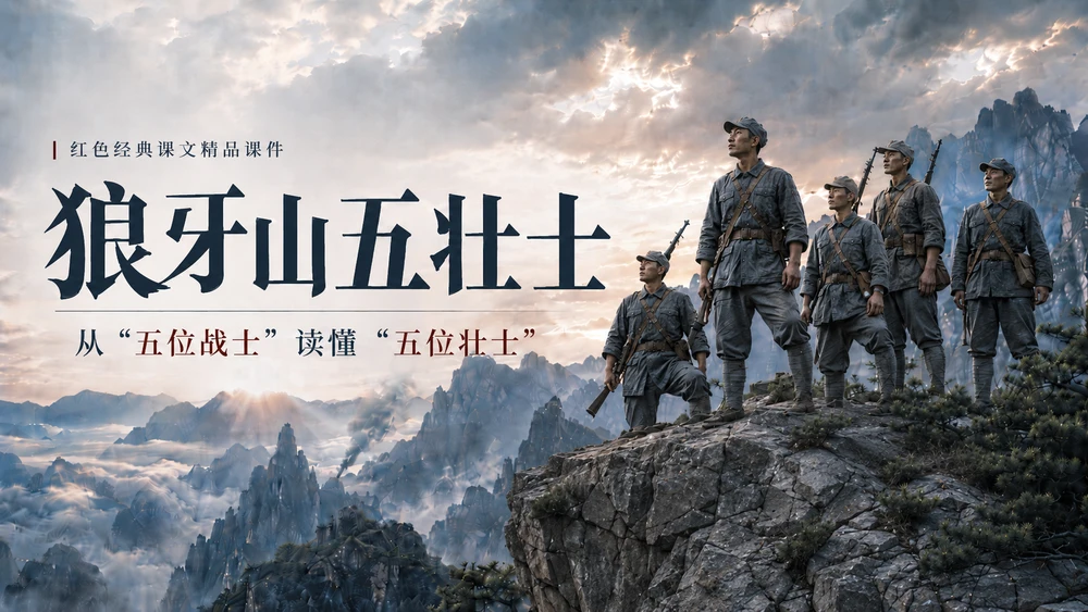 小学六年级语文：狼牙山五壮士PPT课件