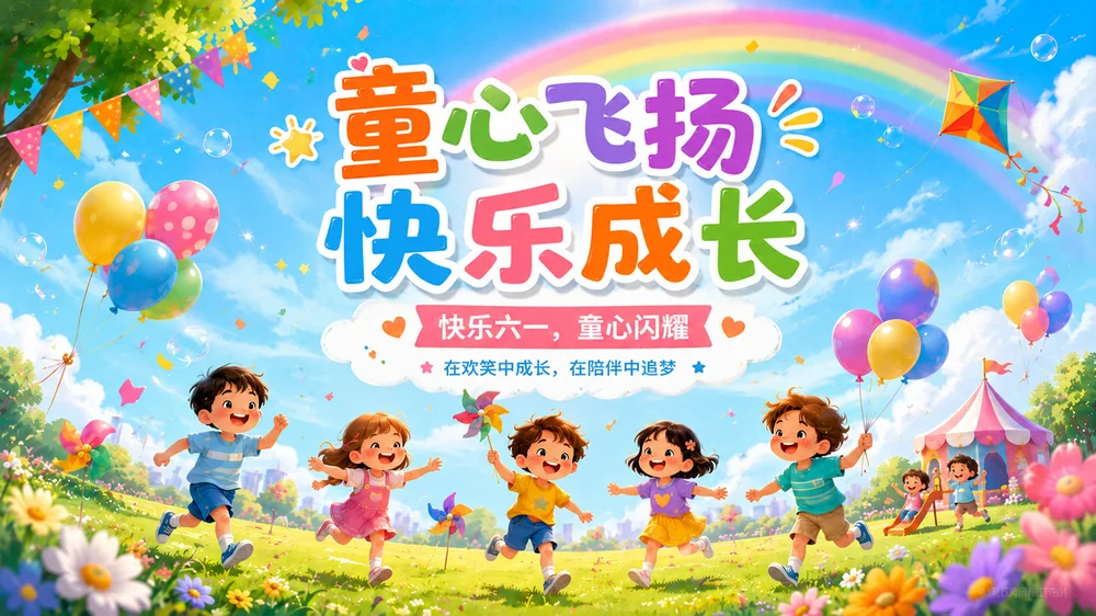 “六一儿童节主题班会PPT课件｜童心飞扬快乐成长活动模板”