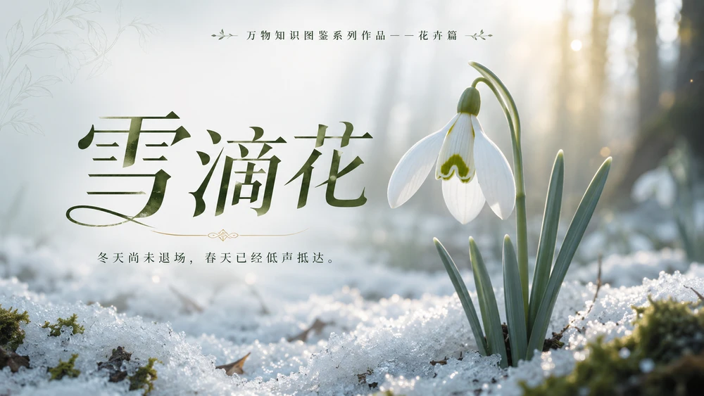 万物知识图鉴系列作品PPT——雪滴花