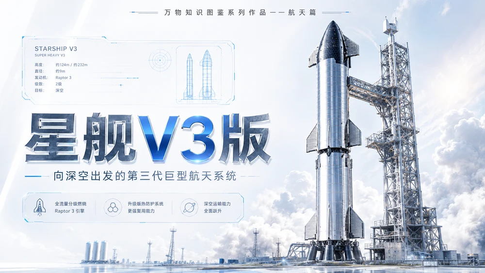 万物知识图鉴系列作品PPT——星舰V3【浅色】