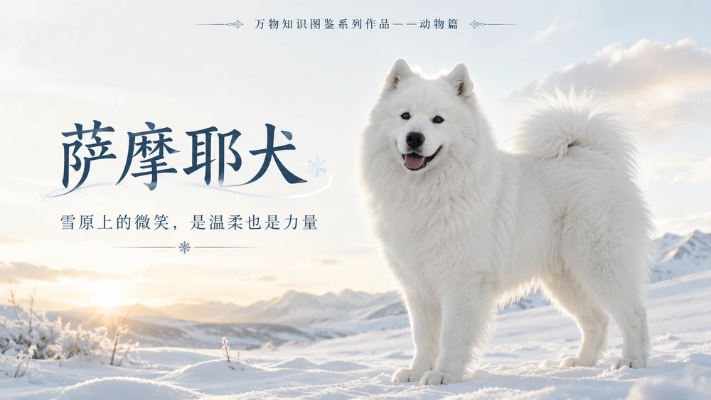 万物知识图鉴系列作品PPT——萨摩耶犬