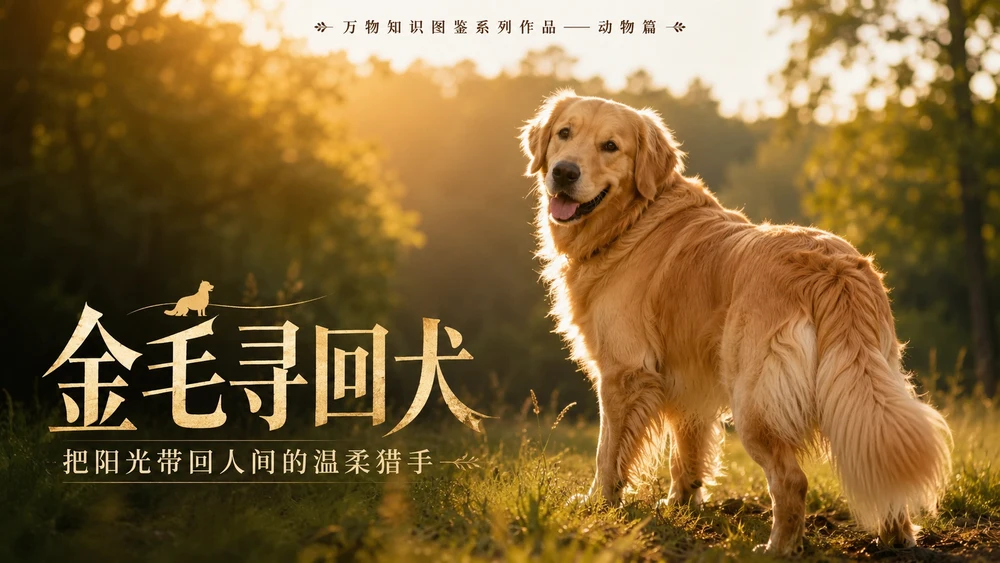 万物知识图鉴系列作品PPT——金毛寻回犬