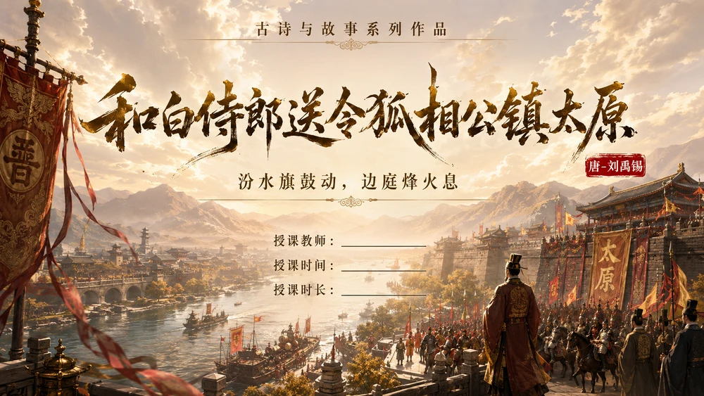 古诗与故事系列作品PPT——和白侍郎送令狐相公镇太原【2K】