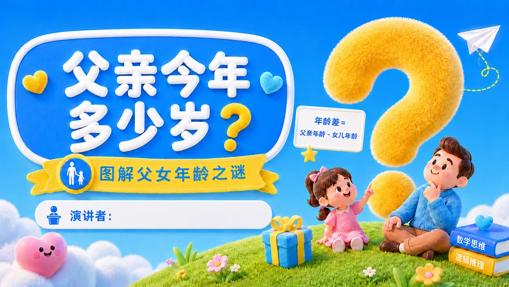 主标题：父亲今年多少岁？ 副标题：图解父女年龄之谜