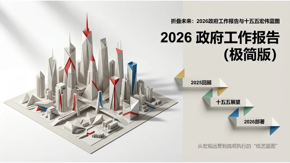 现代折纸艺术风格政府工作报告PPT