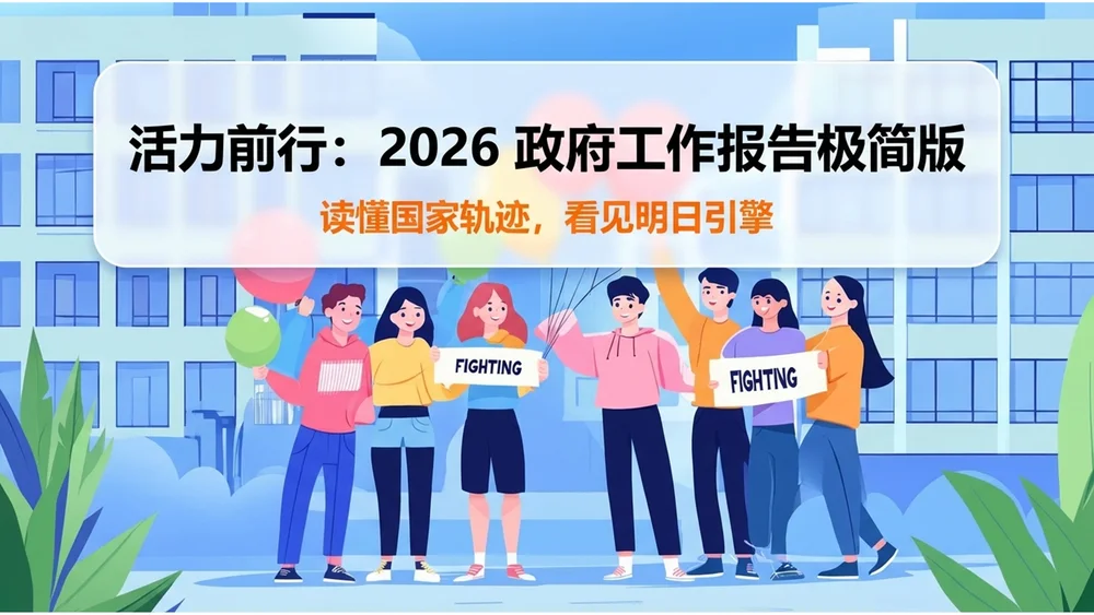 彩色中式插画政府工作报告PPT